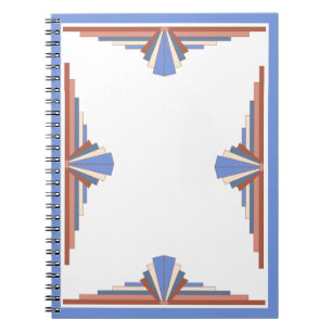 Carnet Éléments Art déco en or rose & bleu