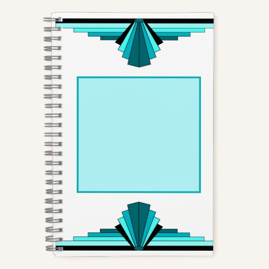 Carnet Éléments Art déco en vert turquoise (Recto)