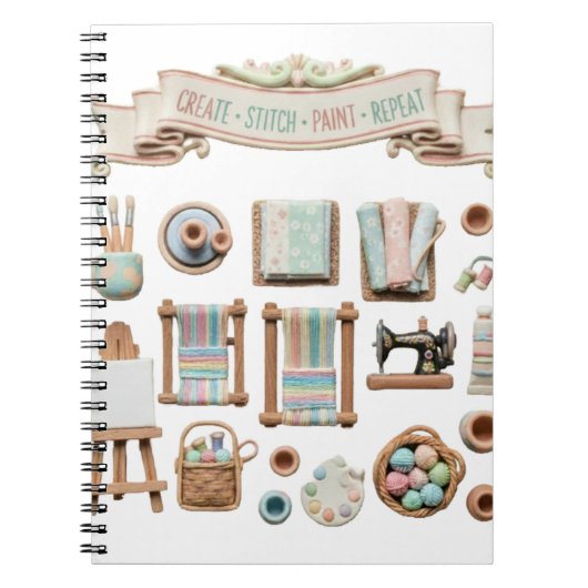 Carnet Éléments d'arts, d'artisanat et de couture mignons (Devant)