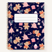 Carnet Éléments de Noël sur fond bleu marine (Devant)