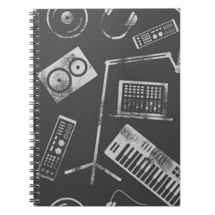 Carnet Éléments musicaux : vintage arrière - plan sans so