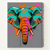 Carnet Eléphant Abstrait vibrant avec Turquoise gras (Dos)