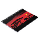 Carnet Eléphant africain et bébé avec coucher de soleil r (Côté gauche)