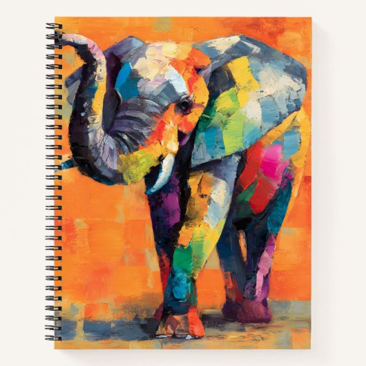 Carnet Eléphant arc-en-ciel Abstrait (Devant)