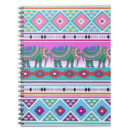 Carnet Eléphant avec Motif aztèque (Devant)