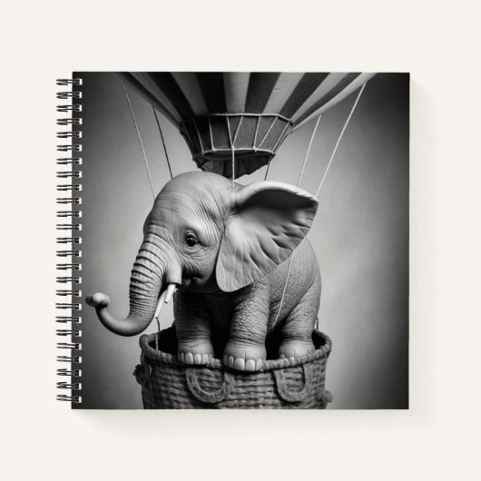Carnet Elephant bébé dans un ballon à air chaud (Devant)