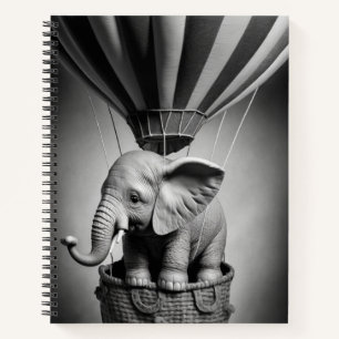 Carnet Elephant bébé dans un ballon à air chaud