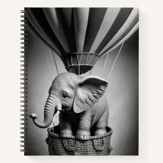 Carnet Elephant bébé dans un ballon à air chaud (Devant)