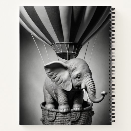 Carnet Elephant bébé dans un ballon à air chaud (Dos)