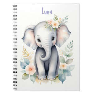 Carnet Eléphant bébé en floraison