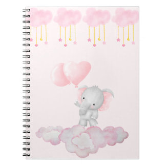 Carnet Éléphant Bébé sur Nuages Roses – Douce Chambre de 