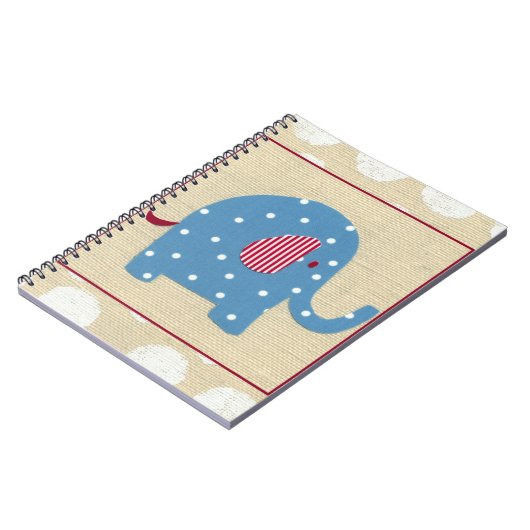 Carnet Eléphant bleu avec Pois blancs (Côté gauche)