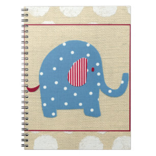 Carnet Eléphant bleu avec Pois blancs