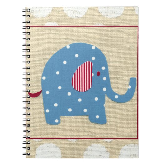 Carnet Eléphant bleu avec Pois blancs (Devant)