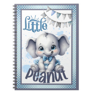 Carnet Eléphant bleu doux - Petite cacahuète