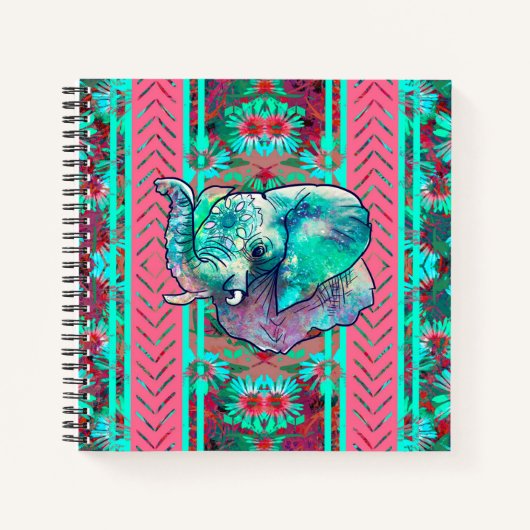 Carnet Eléphant Boho de la tribu des Monnaies et Coraux (Devant)