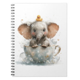 Carnet Éléphant de bébé adorable dans une tasse à thé ave