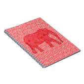 Carnet Eléphant de fleurs - rouge profond et corail (Côté Droit)