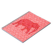 Carnet Eléphant de fleurs - rouge profond et corail (Côté gauche)
