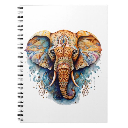 Carnet Éléphant de mandala coloré (Devant)