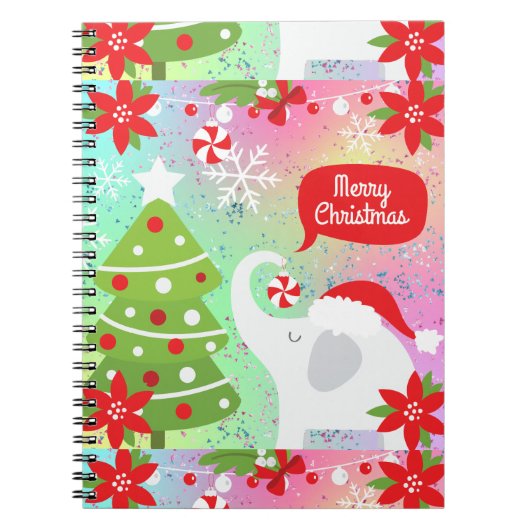 Carnet Eléphant de Noël blanc (Devant)