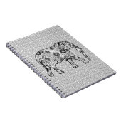 Carnet Éléphant de remous de fractale - gris, noir et (Côté Droit)