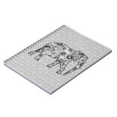 Carnet Éléphant de remous de fractale - gris, noir et (Côté gauche)