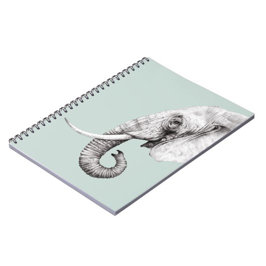 Carnet Eléphant Dessin Gris Vert Arrière - plan (Côté gauche)