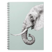 Carnet Eléphant Dessin Gris Vert Arrière - plan (Devant)