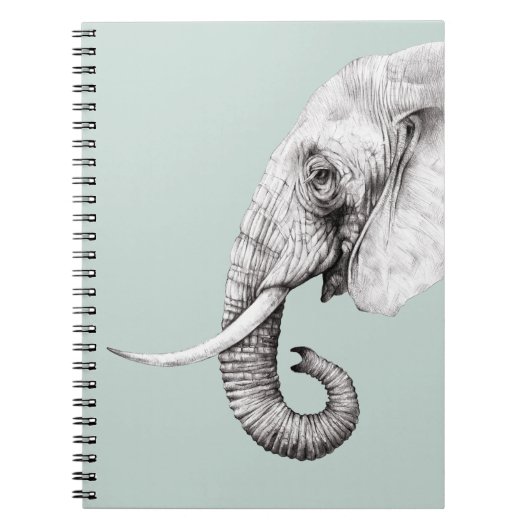 Carnet Eléphant Dessin Gris Vert Arrière - plan (Devant)