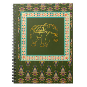 Carnet éléphant et motif floral