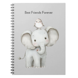 Carnet Éléphant et oiseau meilleurs amis pour toujours
