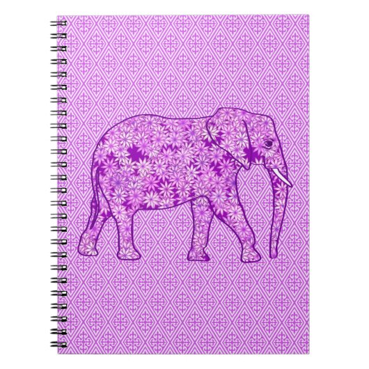 Carnet Eléphant fleur - améthyste violet (Devant)