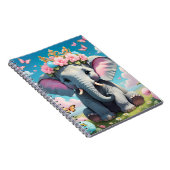 Carnet Éléphant mignon avec une couronne de fleurs (Côté Droit)