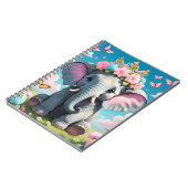 Carnet Éléphant mignon avec une couronne de fleurs (Côté gauche)