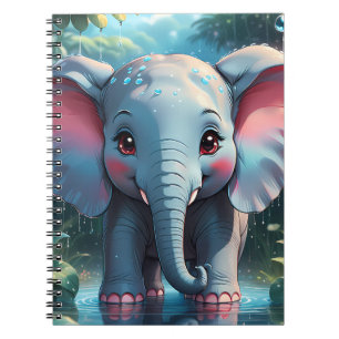 Carnet Éléphant mignon sous la pluie