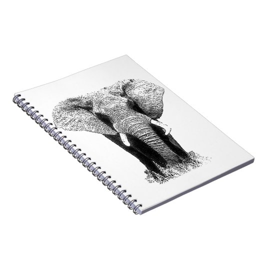 Carnet Eléphant noir et blanc (Côté Droit)
