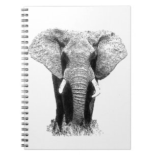 Carnet Eléphant noir et blanc