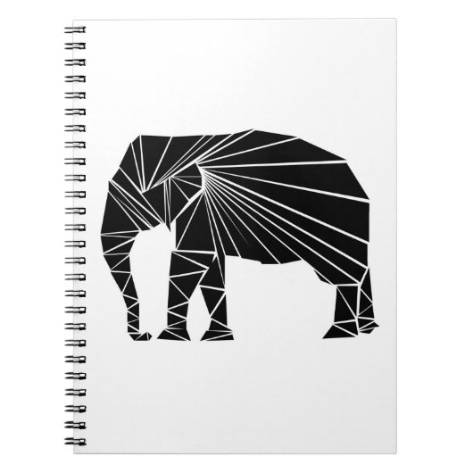 Carnet Éléphant noir géométrique (Devant)