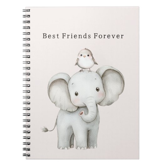 Carnet Éléphant Oiseau Mignon (Devant)