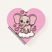 Carnet Éléphant Rose Volant Mignon Étoiles &cœurs Fantais (Devant)