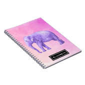 Carnet Eléphant violet sur des aquarelles roses de rêve (Côté Droit)
