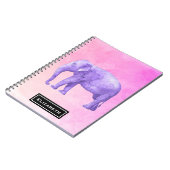 Carnet Eléphant violet sur des aquarelles roses de rêve (Côté gauche)