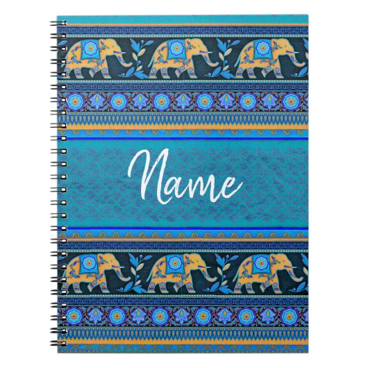 Carnet éléphants bleus Personnalisés (Devant)