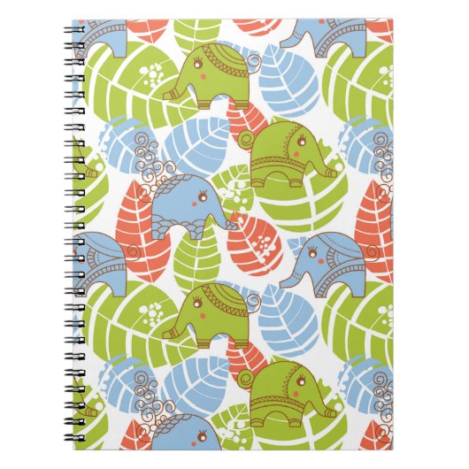 Carnet Éléphants colorés de jungle (Devant)