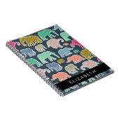 Carnet Eléphants colorés, Motif d'éléphants, Votre nom (Côté Droit)