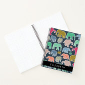 Carnet Eléphants colorés, Motif d'éléphants, Votre nom (Intérieur)