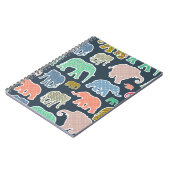 Carnet Eléphants Colorés, Motif Des Eléphants, Zigzag (Côté gauche)
