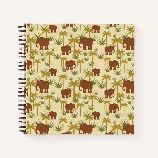 Carnet Eléphants Et Palmiers En Camouflage (Devant)