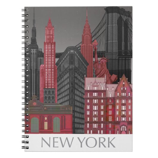 Carnet Élévations de New York par nuit - Rouge (Devant)